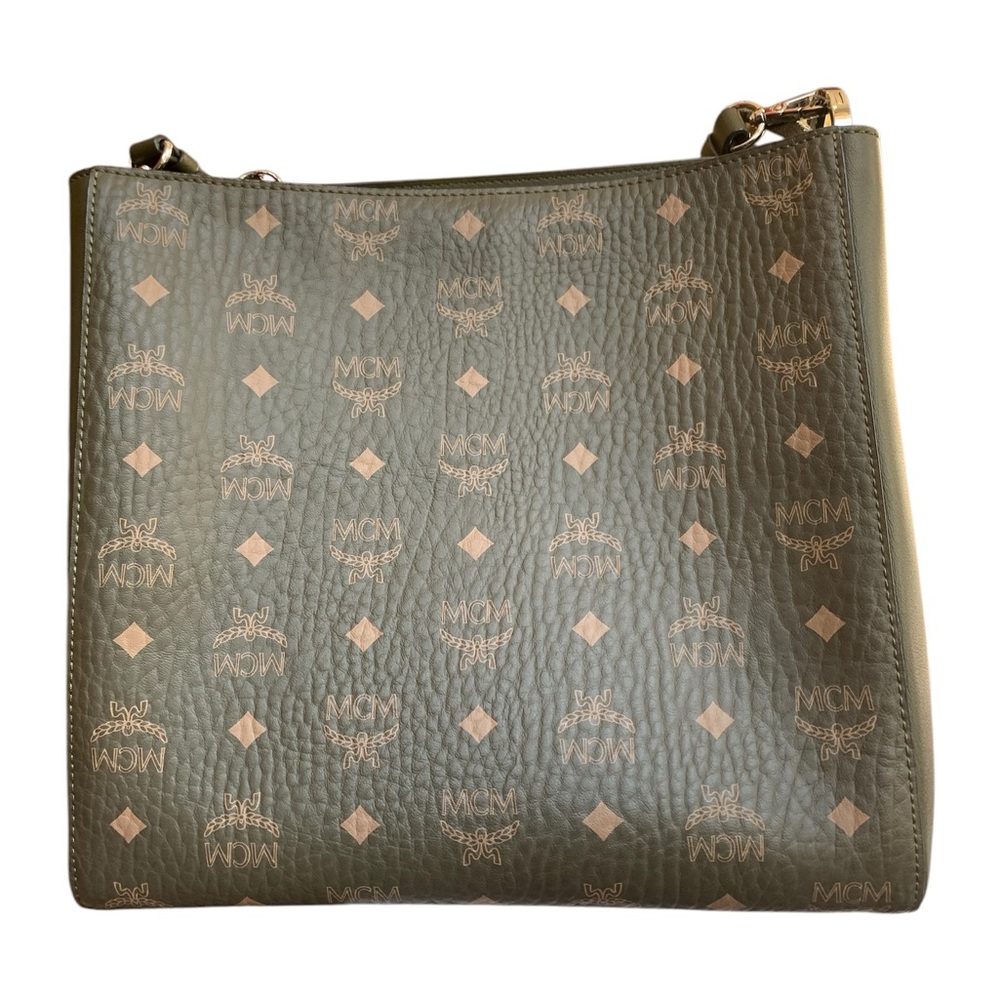 MCM Klara Green Monogram Leather Shoulder Bag - Picture 3 of 8
